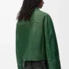 Giacca con risvolti in pelle di agnello nappa Verde scuro Giacca con risvolti in pelle di agnello nappa Verde scuro