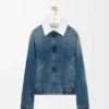 Giacca con zip in denim blu Giacca con zip in denim blu