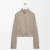 Giacca con zip in lana e cashmere Melange beige