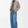 Giacca con zip in lana e cashmere Melange beige