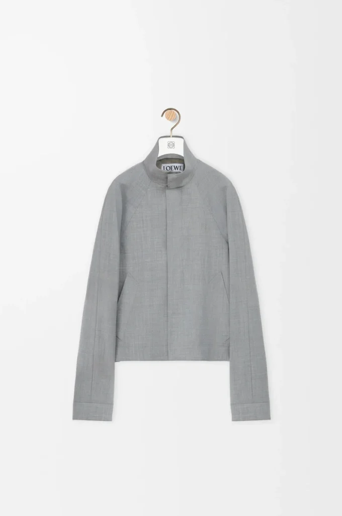 Giacca con zip in lana Grigio chiaro