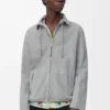 Giacca con zip in pelle scamosciata di agnello grigio chiaro