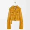 Giacca corta in pelle di agnello scamosciata Light Tan