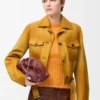 Giacca corta in pelle di agnello scamosciata Light Tan
