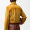 Giacca corta in pelle di agnello scamosciata Light Tan