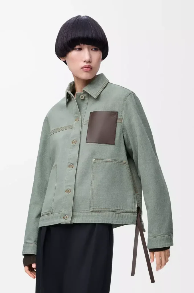 Giacca da lavoro in denim Verde kaki