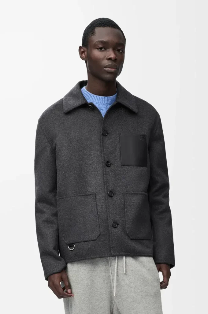 Giacca da lavoro in lana e cashmere Charcoal Melange