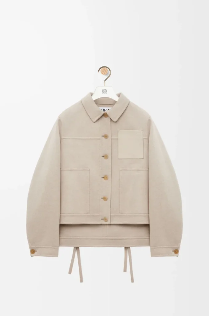 Giacca da lavoro in lana e cashmere Melange beige chiaro