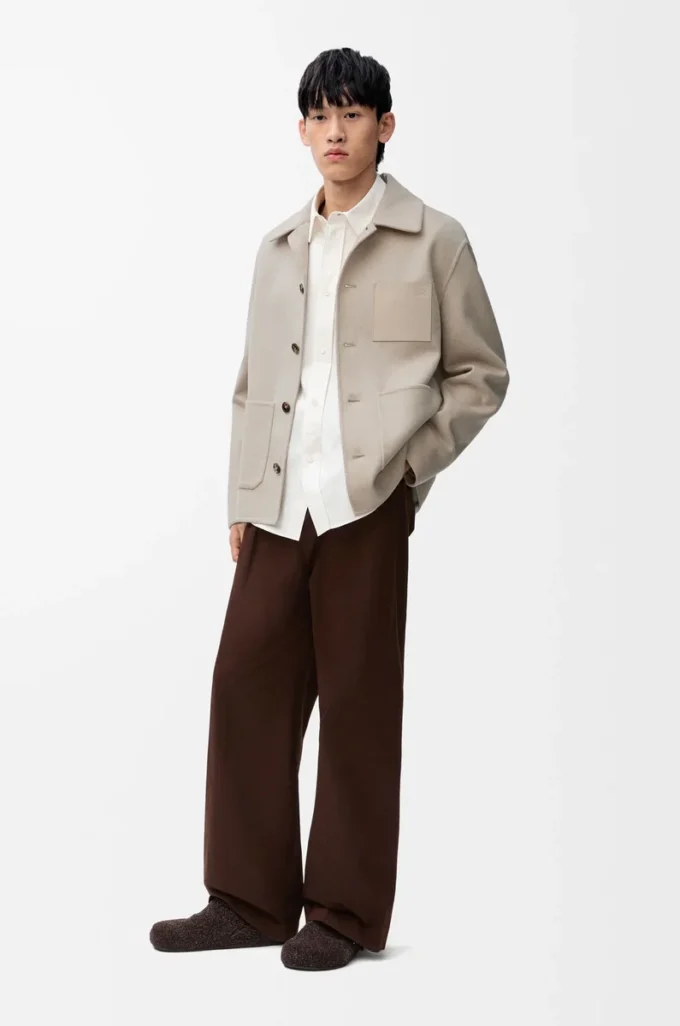 Giacca da lavoro in lana e cashmere Melange beige chiaro