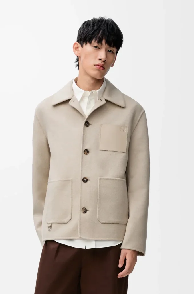 Giacca da lavoro in lana e cashmere Melange beige chiaro