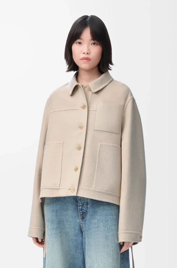 Giacca da lavoro in lana e cashmere Melange beige chiaro