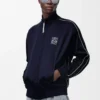 Giacca da tuta in jersey tecnico blu navy scuro