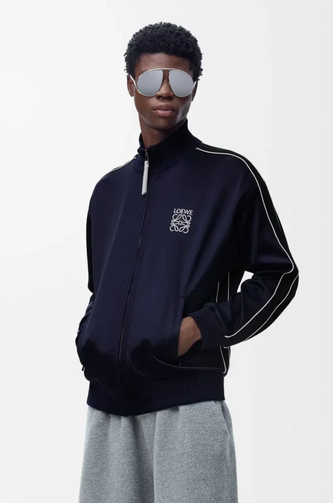 Giacca da tuta in jersey tecnico blu navy scuro