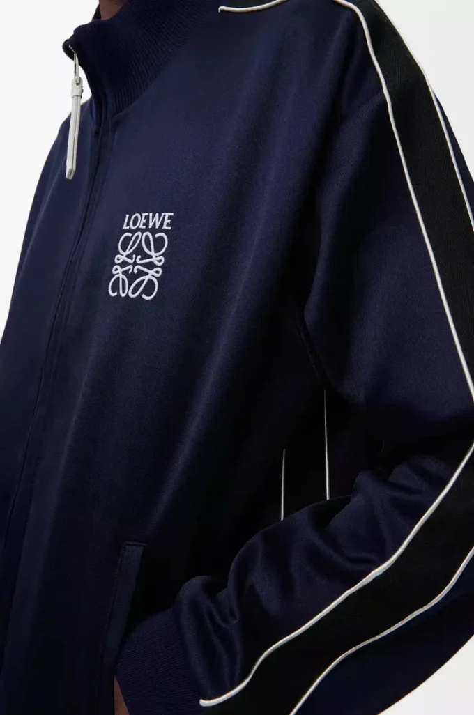 Giacca da tuta in jersey tecnico blu navy scuro