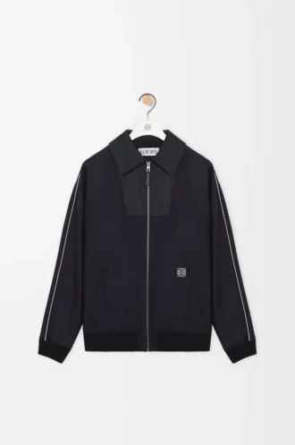 Giacca da tuta in lana blu navy/grigio