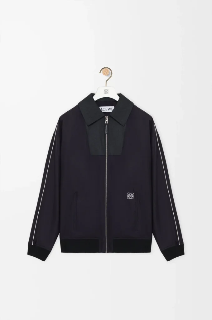 Giacca da tuta in lana blu navy/grigio