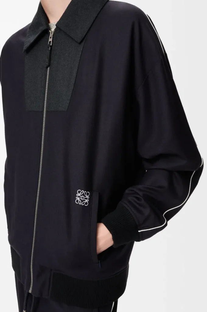 Giacca da tuta in lana blu navy/grigio