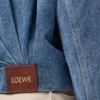 Giacca drappeggiata in denim blu indaco