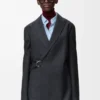 Giacca drappeggiata in lana grigio scuro Giacca drappeggiata in lana grigio scuro