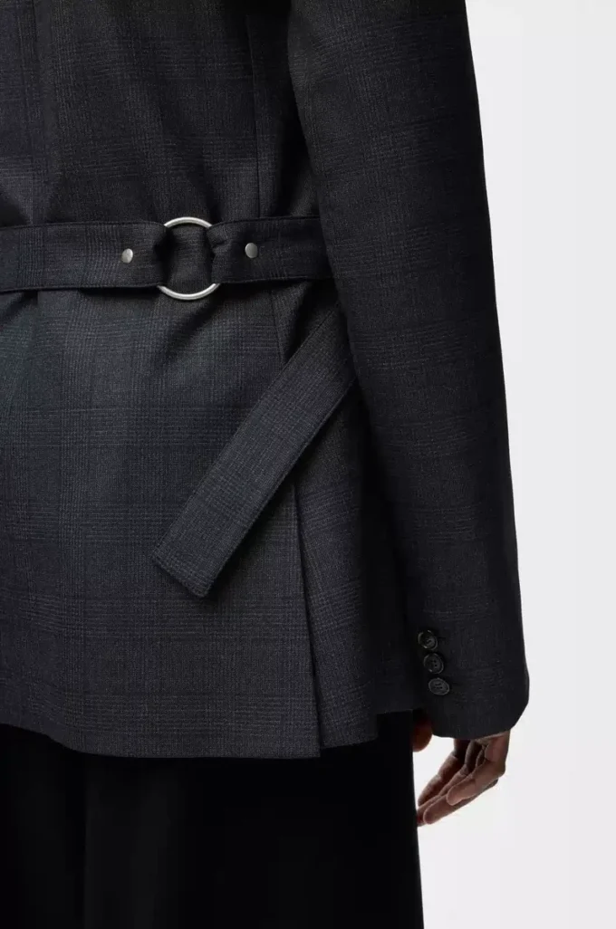 Giacca drappeggiata in lana grigio scuro Giacca drappeggiata in lana grigio scuro