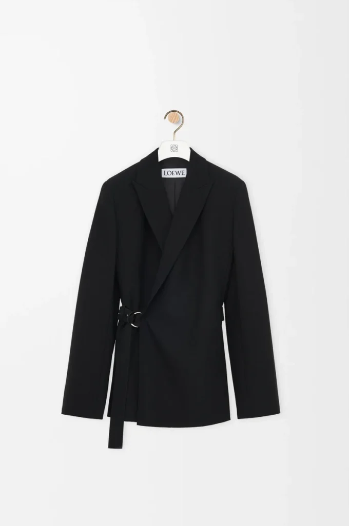 Giacca drappeggiata in lana Nero Giacca drappeggiata in lana Nero