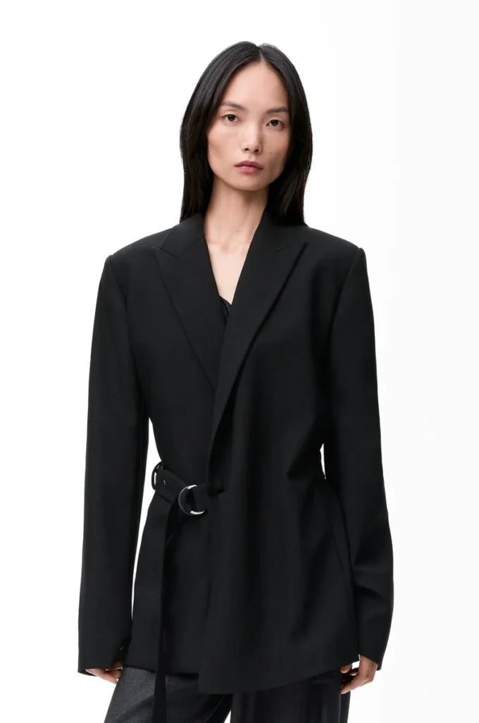 Giacca drappeggiata in lana Nero Giacca drappeggiata in lana Nero