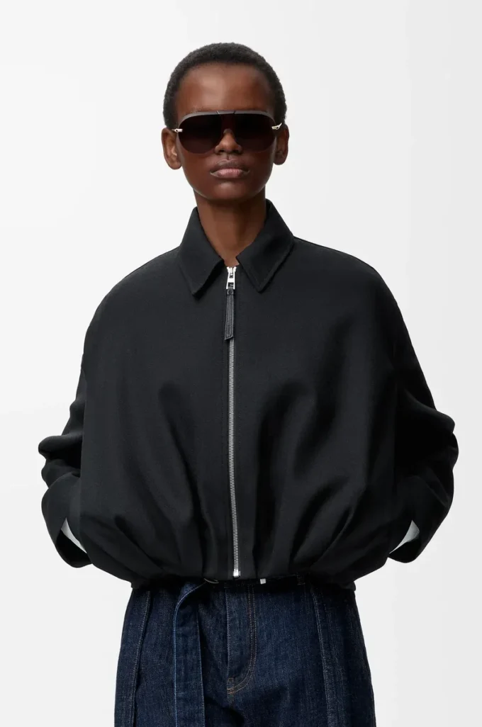 Giacca drappeggiata in lana Nero Giacca drappeggiata in lana Nero