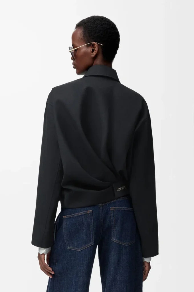 Giacca drappeggiata in lana Nero Giacca drappeggiata in lana Nero
