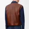 Giacca ibrida in denim e pelle di vitello nappa Raw Denim