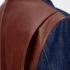 Giacca ibrida in denim e pelle di vitello nappa Raw Denim