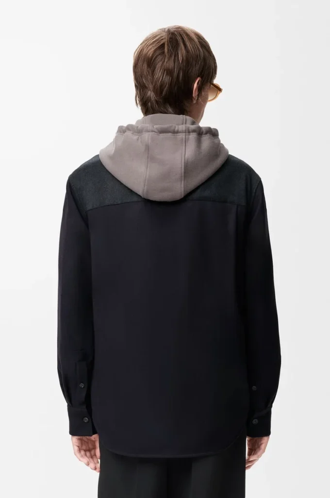 Giacca ibrida in lana blu navy/grigio