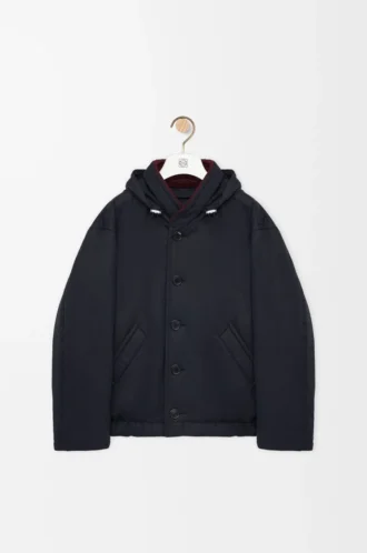 Giacca imbottita in cotone tecnico blu navy