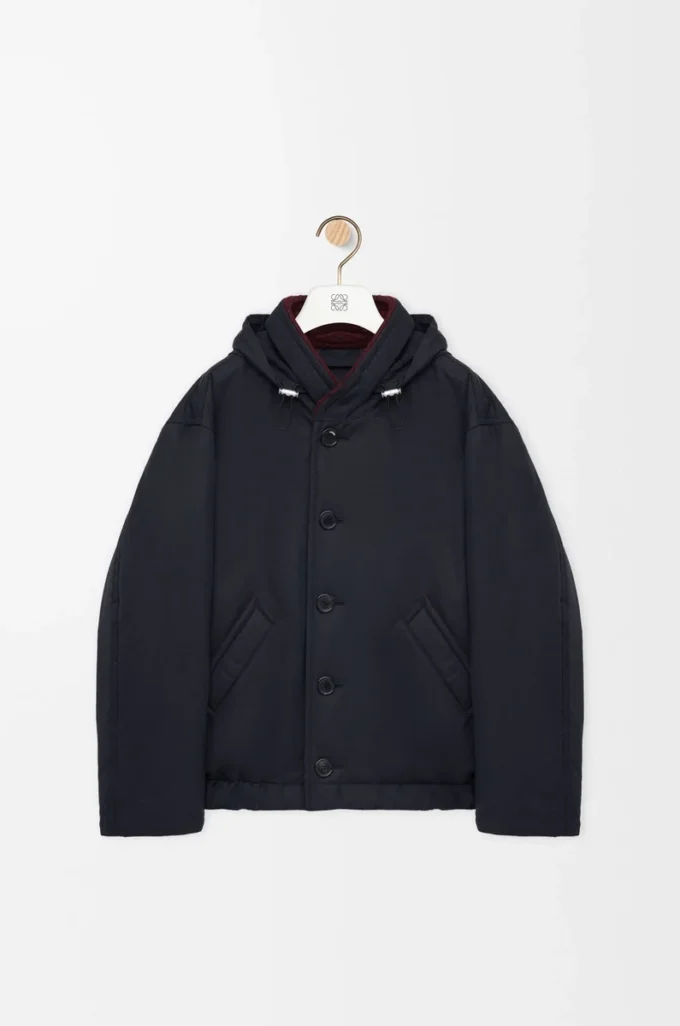 Giacca imbottita in cotone tecnico blu navy