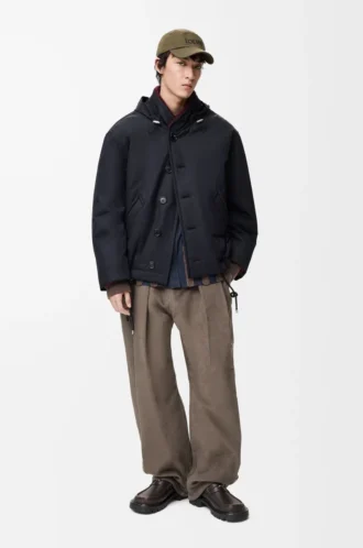 Giacca imbottita in cotone tecnico blu navy