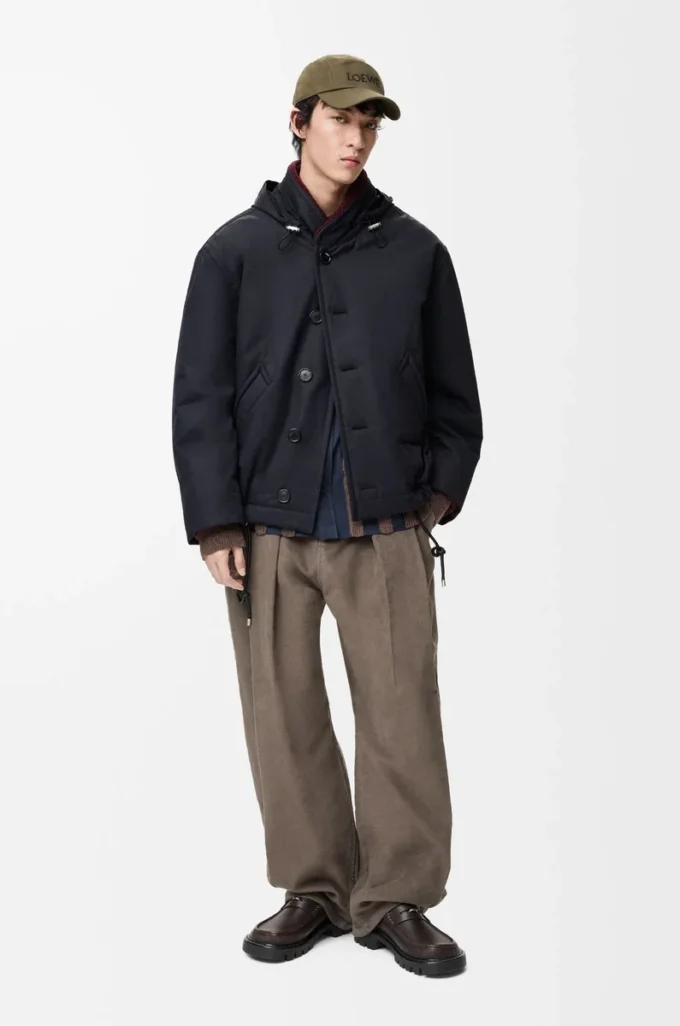 Giacca imbottita in cotone tecnico blu navy