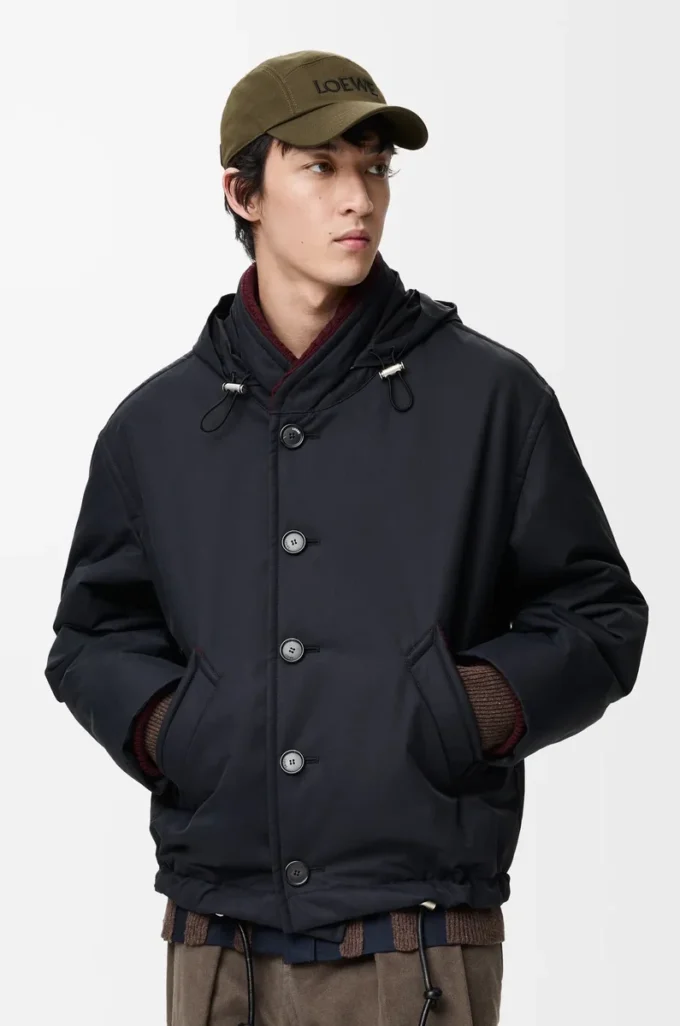Giacca imbottita in cotone tecnico blu navy