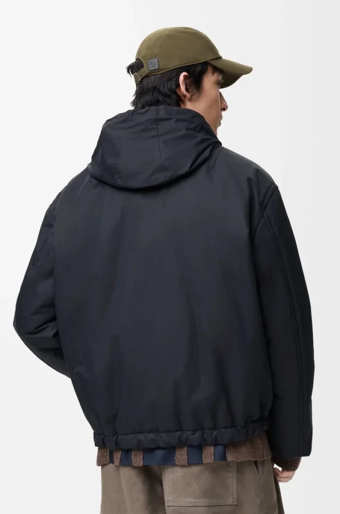 Giacca imbottita in cotone tecnico blu navy