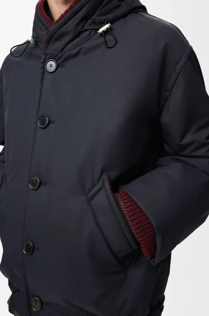 Giacca imbottita in cotone tecnico blu navy