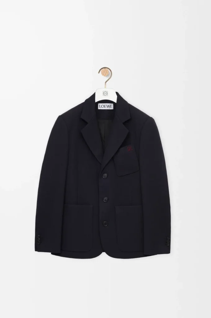 Giacca in lana blu navy scuro Giacca in lana blu navy scuro