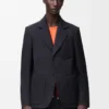 Giacca in lana blu navy scuro Giacca in lana blu navy scuro