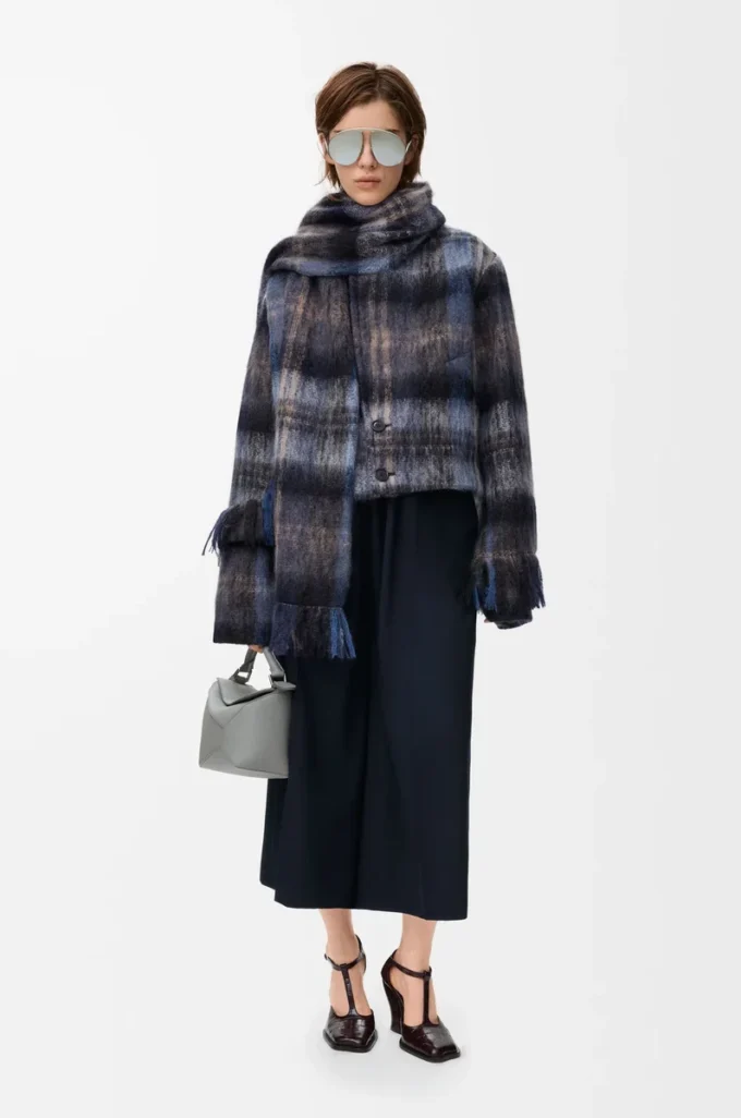 Giacca in misto mohair e lana Blu/Multicolore