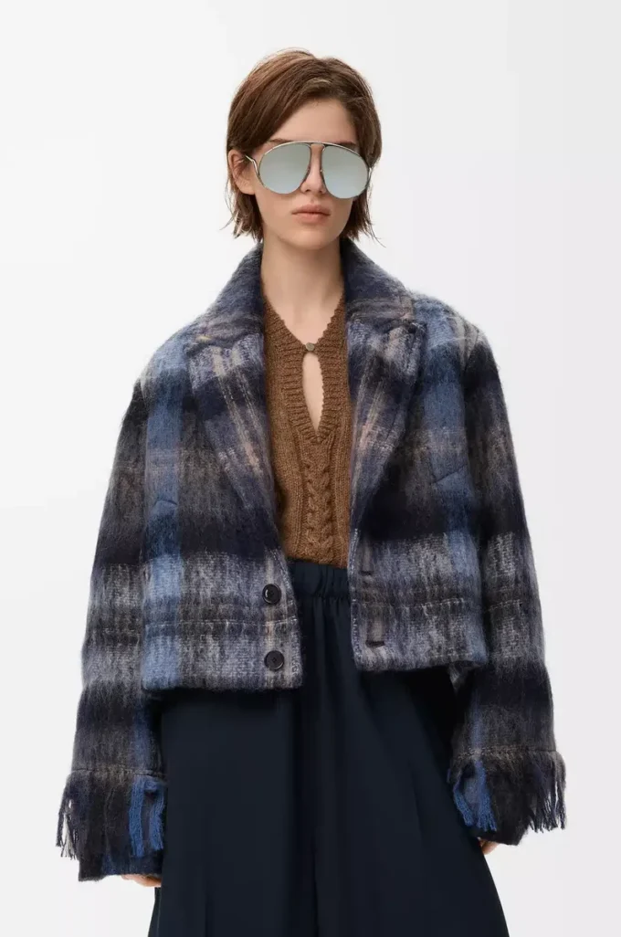Giacca in misto mohair e lana Blu/Multicolore