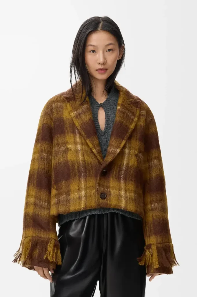 Giacca in misto mohair e lana Giallo/Multicolore