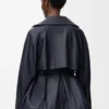 Giacca in pelle di agnello nappa blu navy