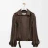 Giacca in pelle di agnello nappa marrone