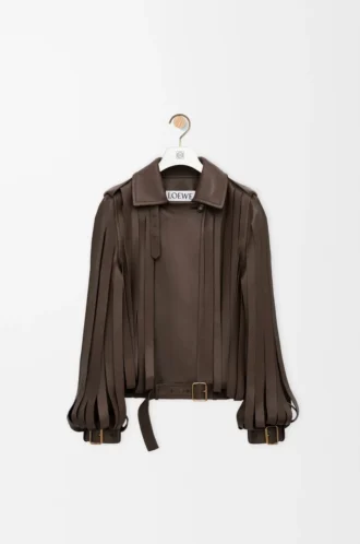 Giacca in pelle di agnello nappa marrone