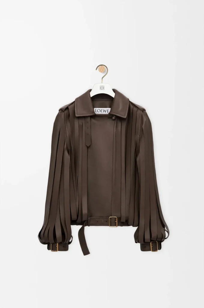 Giacca in pelle di agnello nappa marrone