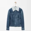 Giacca in shearling Bianco/Blu indaco Giacca in shearling Bianco/Blu indaco