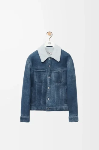 Giacca in shearling Bianco/Blu indaco