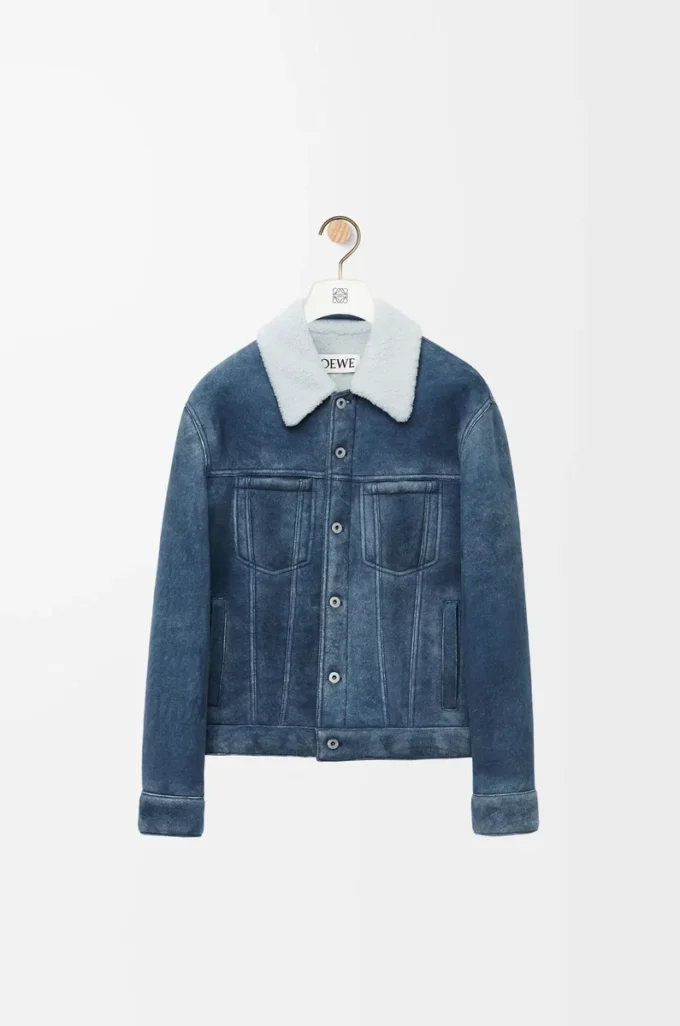 Giacca in shearling Bianco/Blu indaco Giacca in shearling Bianco/Blu indaco